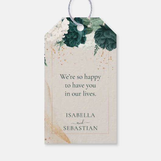 Étiquettes-cadeau Neutral Cream Lavender Touch Emerald Green (Dos)