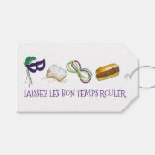 Étiquettes-cadeau New Orleans Mardi Gras Beignet Beads Mask Po'Boy (Devant (Horizontal))