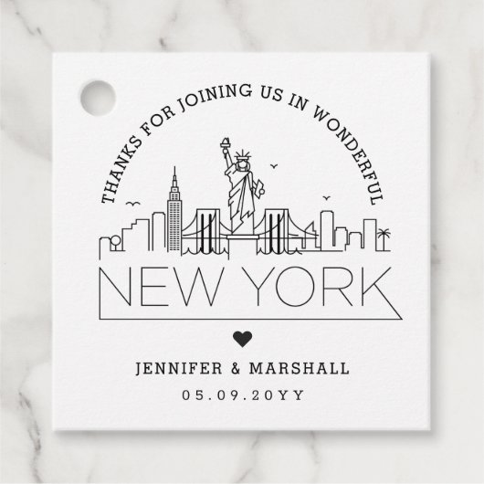 Étiquettes Cadeau New York Skyline | Accueil mariage (Devant)