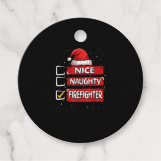 Étiquettes Cadeau Nice Naughty Firefighter Christmas List