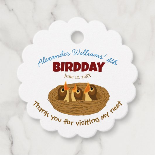 Étiquettes Cadeau Nid d'oiseau Bébé Oiseaux Fête d'anniversaire pour (Devant)