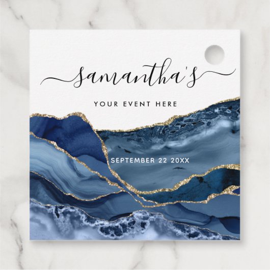 Étiquettes Cadeau N'importe quel événement, Elegant Blue Agate et Go (Dos)