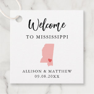 Étiquettes Cadeau N'importe quel sac de bienvenue Mariage Mississipp