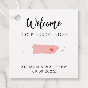 Étiquettes Cadeau N'importe quel sac de bienvenue Mariage Porto Rico