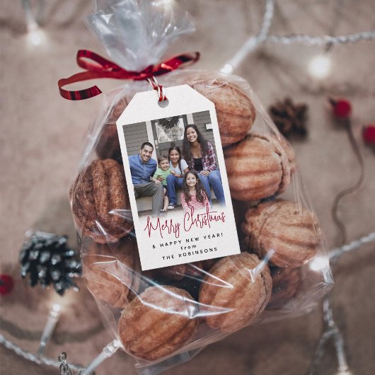 Étiquettes-cadeau N'Importe Quel Texte Moderne Simple Script & Photo