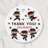 Étiquettes Cadeau Ninja Warrior Karate Birhtday Boy Merci (Devant)