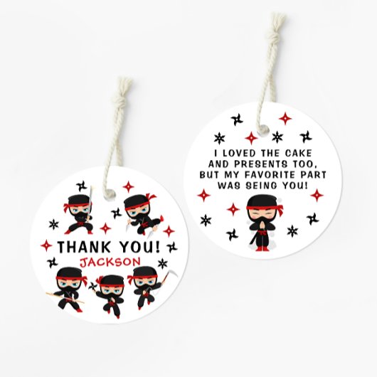 Étiquettes Cadeau Ninja Warrior Karate Birhtday Boy Merci