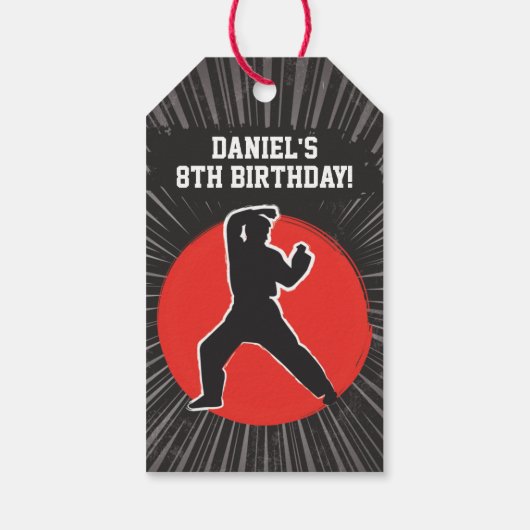 Étiquettes-cadeau Ninja Warrior Martial Arts fête d'anniversaire (Dos)