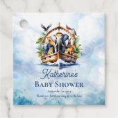 Étiquettes Cadeau Noah's Ark Cute Animals Blue Boy Baby shower (Devant)