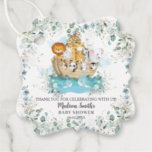 Étiquettes Cadeau Noah's Ark Greenery Baby shower neutre de genre