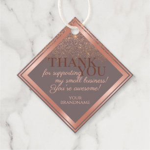 Étiquettes Cadeau Noble gris et or Rose avec Merci Parties scintilla