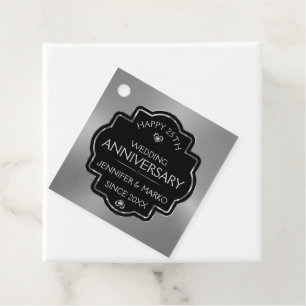 Étiquettes Cadeau Noces d'argent et de noir 25e anniversaire de mari