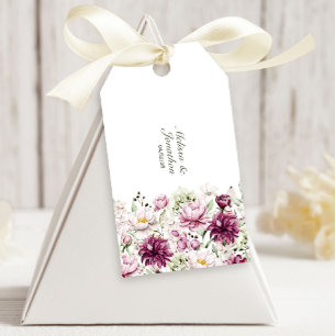 Étiquettes-cadeau Noces Florales de Pivoines Rose Bourgogne