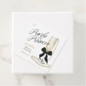 Étiquettes Cadeau Noces Perles & Prosecco Ruban Noir (En situation)