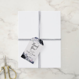 Étiquettes-cadeau Nocturne Floral Marine Mariage bleu Merci