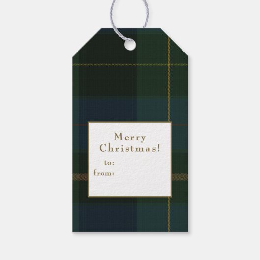 Étiquettes-cadeau Noël à carreaux verts (Devant)