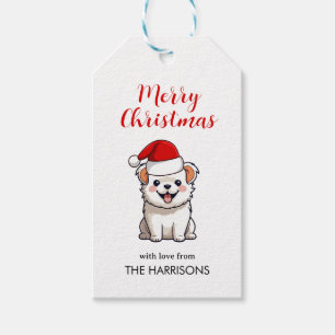 Étiquettes-cadeau Noël à la marionnette de Santa Hat