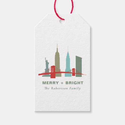 Étiquettes-cadeau Noël à New York, Architecture Skyline (Devant)