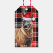 Étiquettes-cadeau Noël Amoureux des chiens Malinois belge Red Plaid (Devant)
