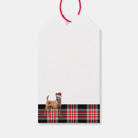 Étiquettes-cadeau Noël Amoureux des chiens Malinois belge Red Plaid (Dos)