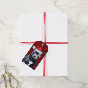 Étiquettes-cadeau Noël Amoureux des chiens Rouge Rouge Plaid Bluenos