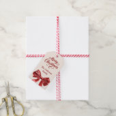 Étiquettes-cadeau Noël arc rouge crème (Avec de la ficelle)