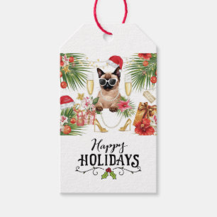 Étiquettes-cadeau Noël avec un chat siamois de Californie