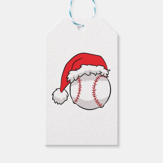 Étiquettes-cadeau Noël Baseball Santa Hat Baseball Noël (Devant)