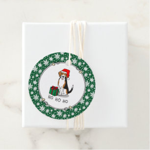 Étiquettes Cadeau Noël Beagle de chapeau de Noël (tri couleur 3) Chi