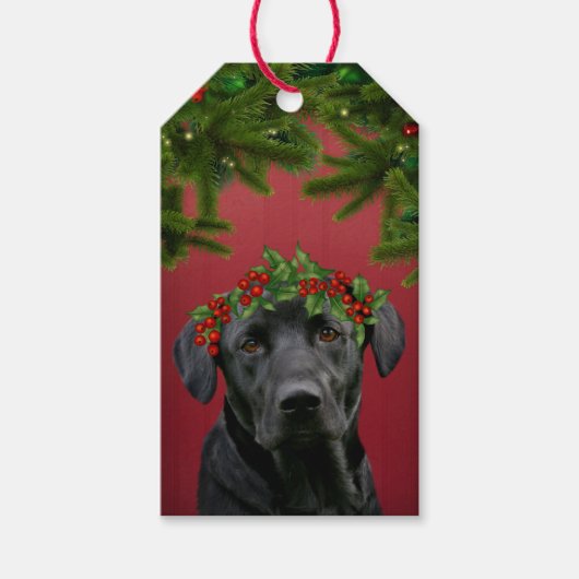 Étiquettes-cadeau Noël Black Lab (Devant)