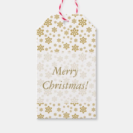 Étiquettes-cadeau Noël blanc de flocon d'or (Devant)