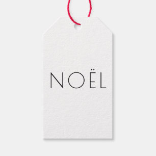 Étiquettes-cadeau Noël blanc et noir minimaliste typographie élégant