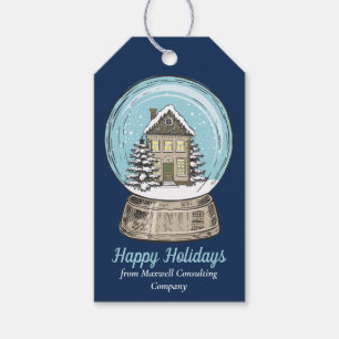 Étiquettes-cadeau Noël Bleu Boule à Neige Fête de Fêtes