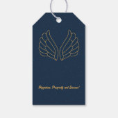 Étiquettes-cadeau Noël bleu or mignon bébé ange arbre (Dos)