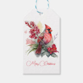 Étiquettes-cadeau Noël cardinal aquarelle (Devant)