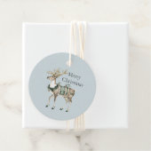 Étiquettes Cadeau Noël Cerf Vert Bleu (En situation)