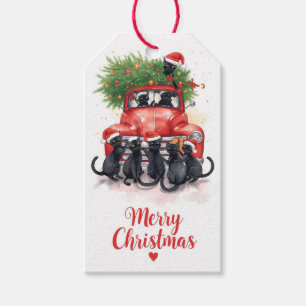 Étiquettes-cadeau Noël Chat Noir pour les amoureux des chats