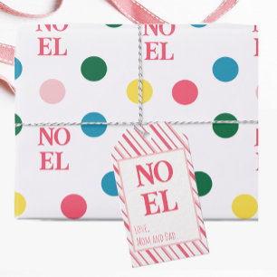 Étiquettes-cadeau Noël chrétien en bande rose mou