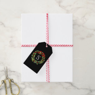 Étiquettes-cadeau Noël classique de coutume de guirlande de houx de