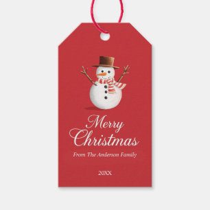 Étiquettes-cadeau Noël classique Red Snowman