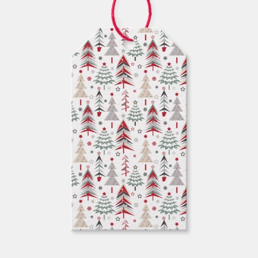 Étiquettes-cadeau Noël, coloré, arbre de Noël, rouge, vert (Devant)