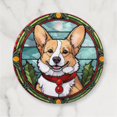 Étiquettes Cadeau Noël Corgi en verre tendu (Dos)