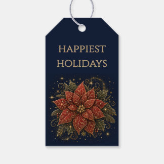 Étiquettes-cadeau Noël dans les Étoiles | Poinsettia