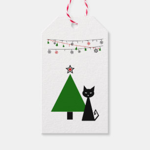 Étiquettes-cadeau Noël de chat noir