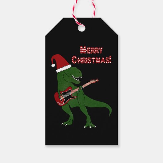 Étiquettes-cadeau Noël de la guitare T-Rex (Devant)