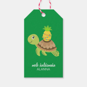 Étiquettes-cadeau Noël de la jolie tortue de mer