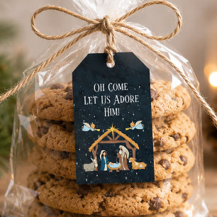 Étiquettes-cadeau Noël de la Nativité mignonne