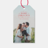 Étiquettes-cadeau Noël de la photo de vacances rouges (Devant)