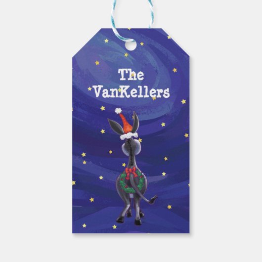 Étiquettes-cadeau Noël de l'âne (Dos)