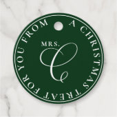 Étiquettes Cadeau Noël de Mme Claus Traite vert Noël (Devant)